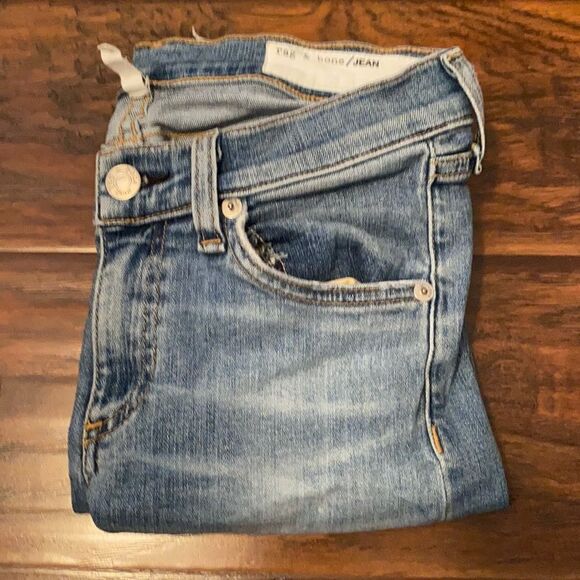 Rag & Bone Blue Denim Factory Distressed Ripped Holes Jeans Festival Casual - Picture 1 of 13